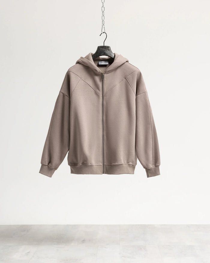 Felpa cappuccio zip Eternal - Fango