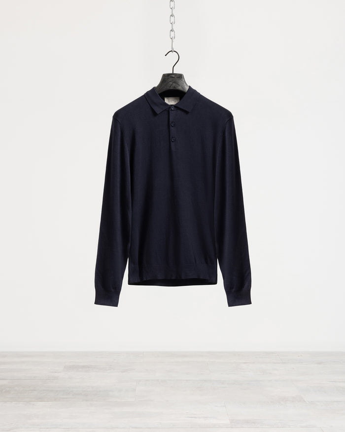 Polo in maglia manica lunga Eternal Atelier - Blu