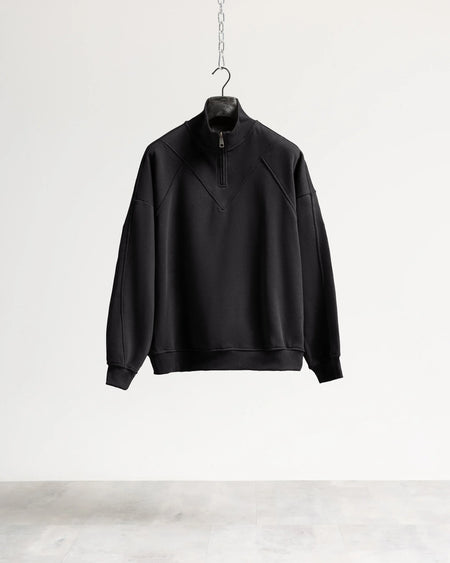 Felpa mezzo collo mezza zip - Nero