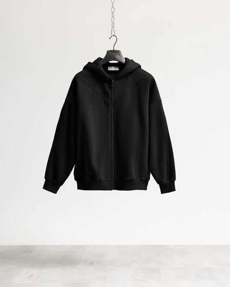 Felpa cappuccio zip - Nero