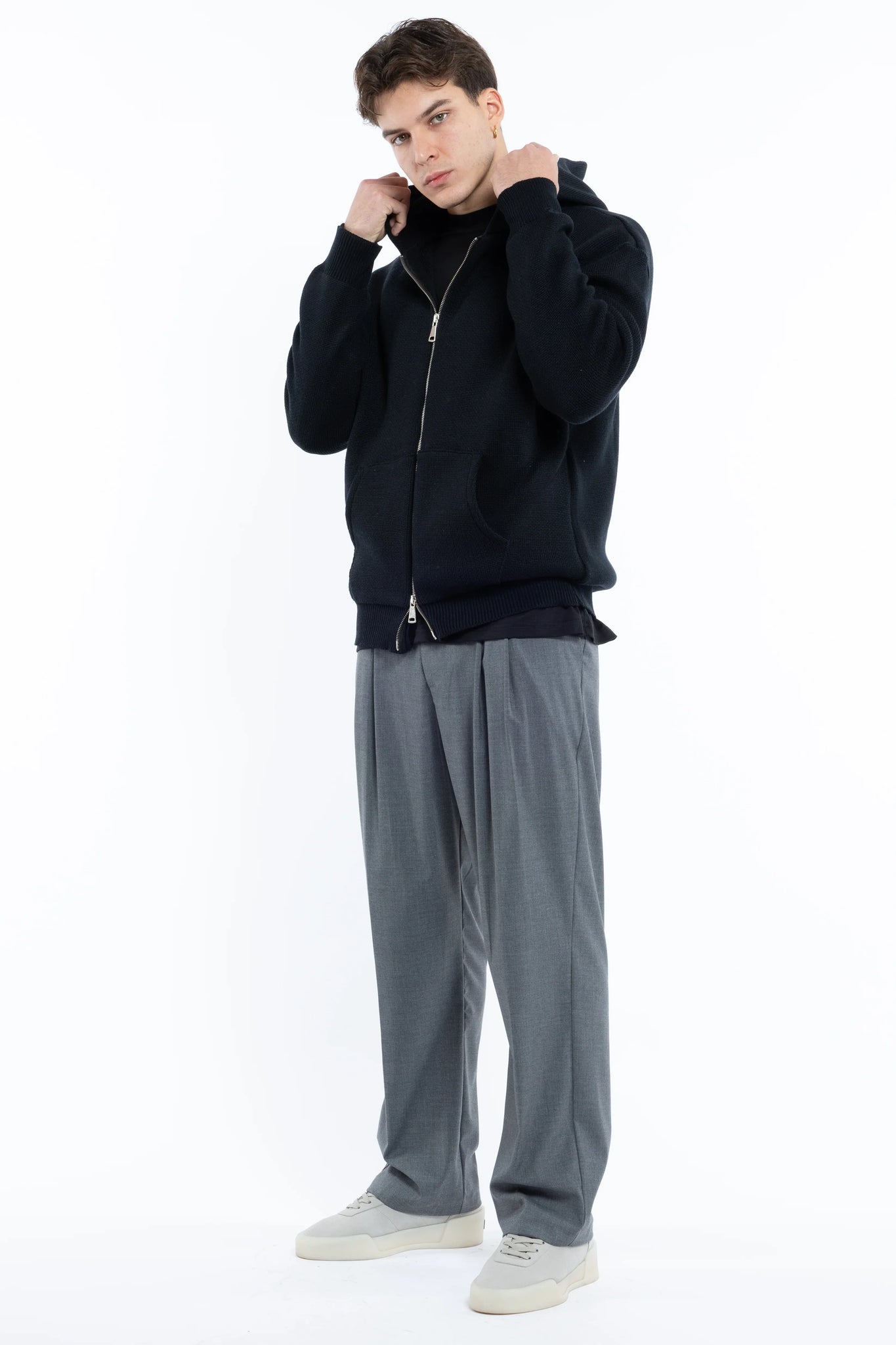 Maglione cappuccio con zip oversize Eternal Atelier