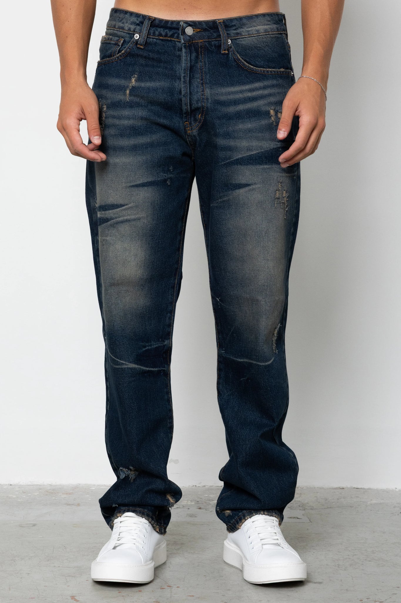 Jeans baggy dark indigo sand