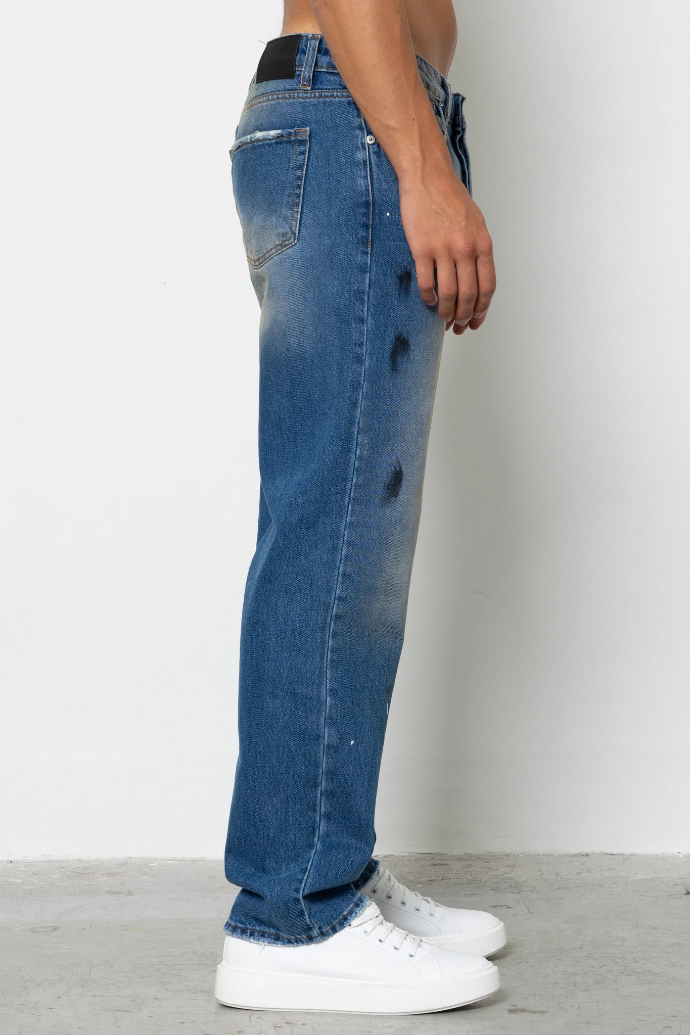Jeans baggy indigo ink splash