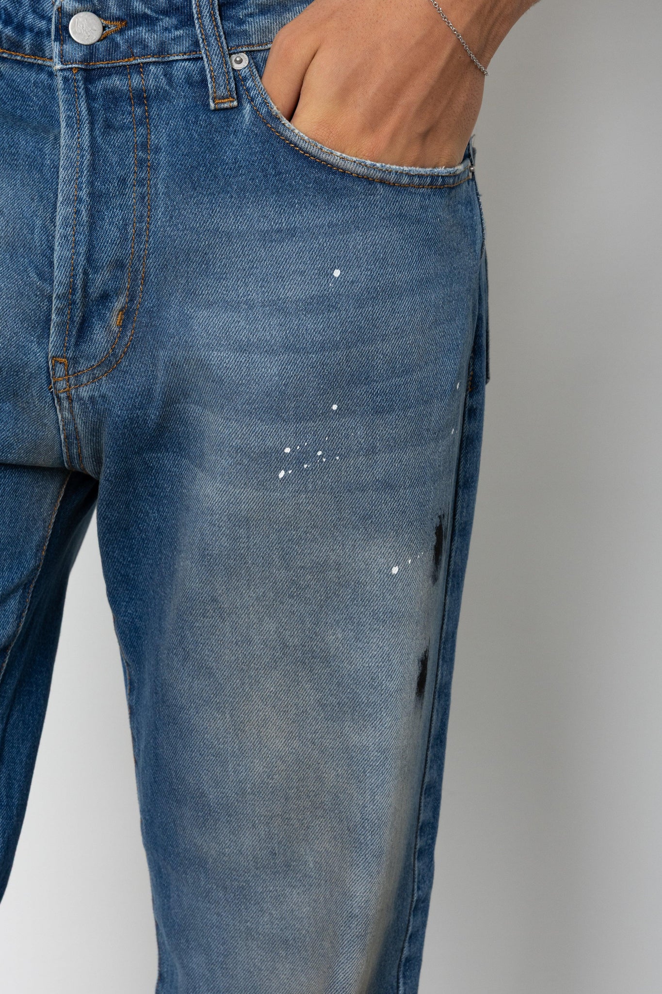 Jeans baggy indigo ink splash