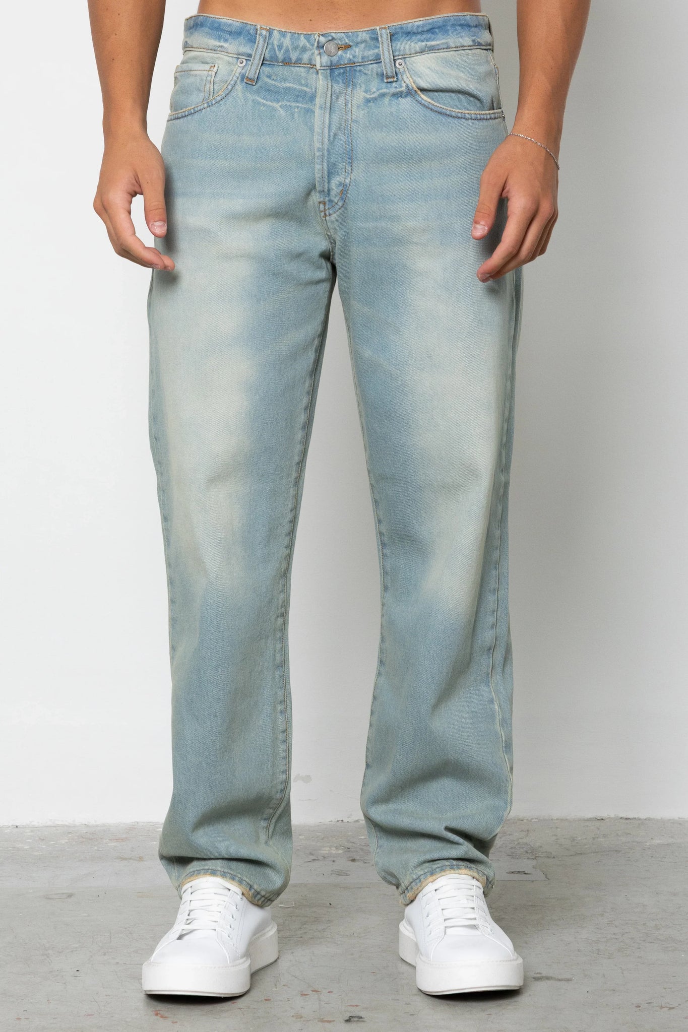 Jeans baggy bleached sand