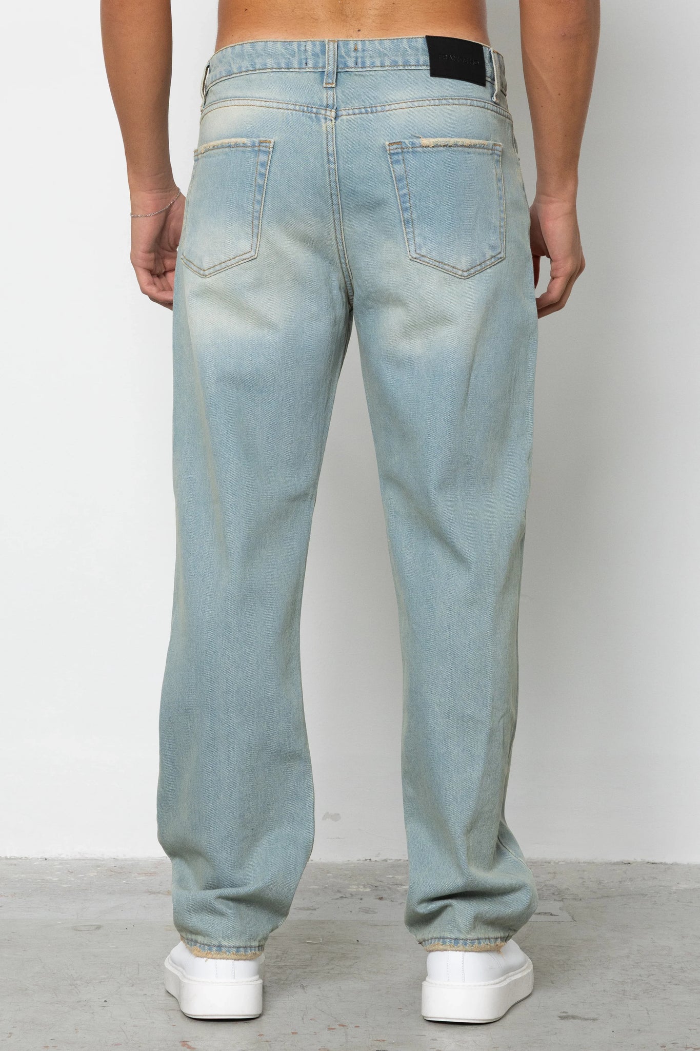 Jeans baggy bleached sand