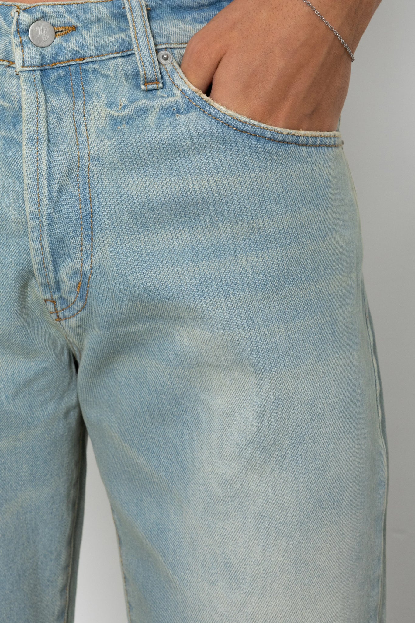Jeans baggy bleached sand