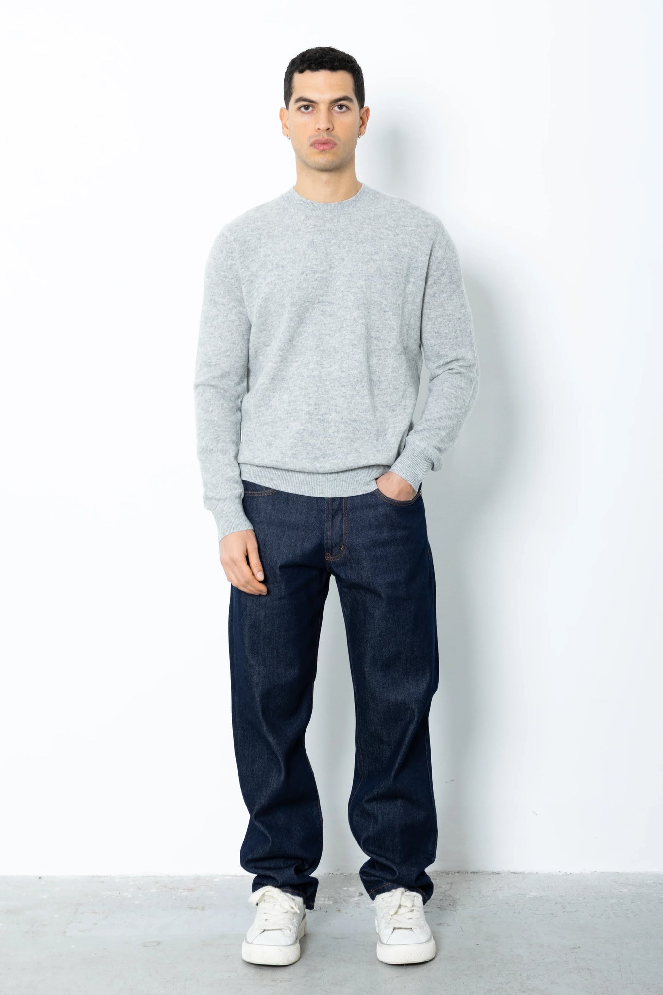 Maglione girocollo misto cashmere