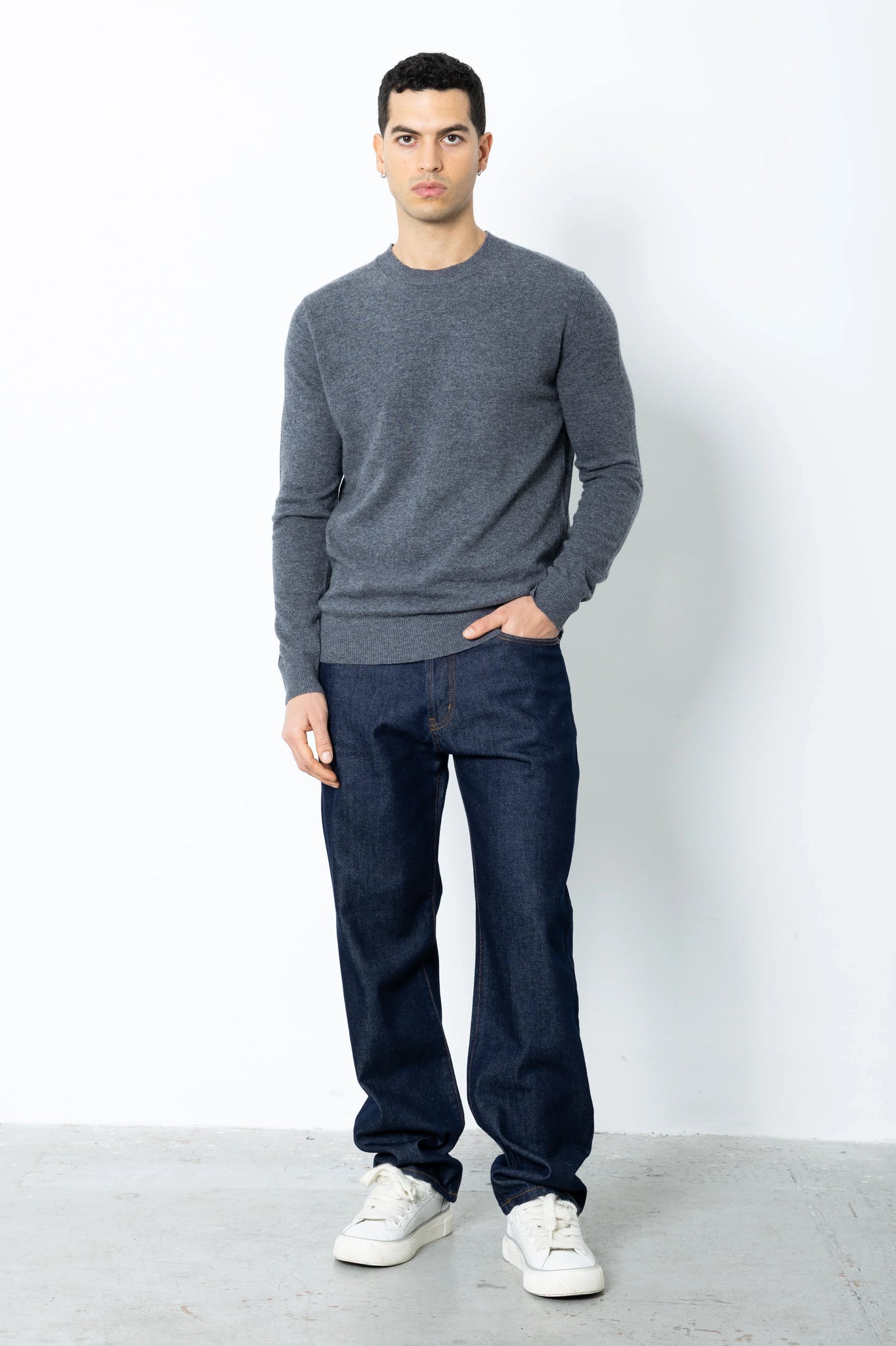 Maglione girocollo misto cashmere