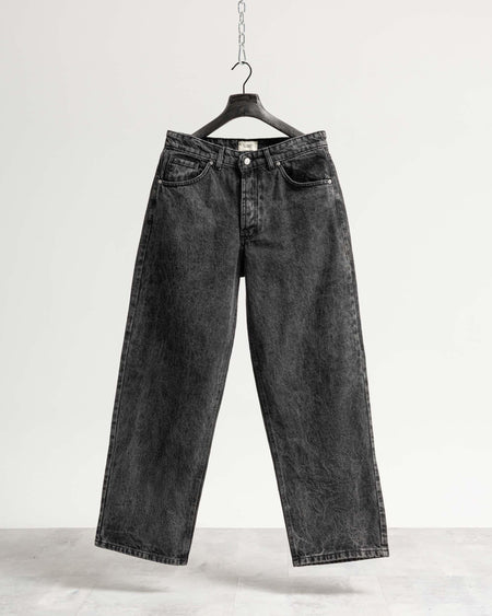 Jeans baggy nero con legature - Nero