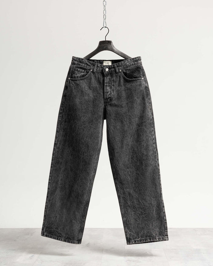 Jeans baggy nero con legature Eternal - Nero