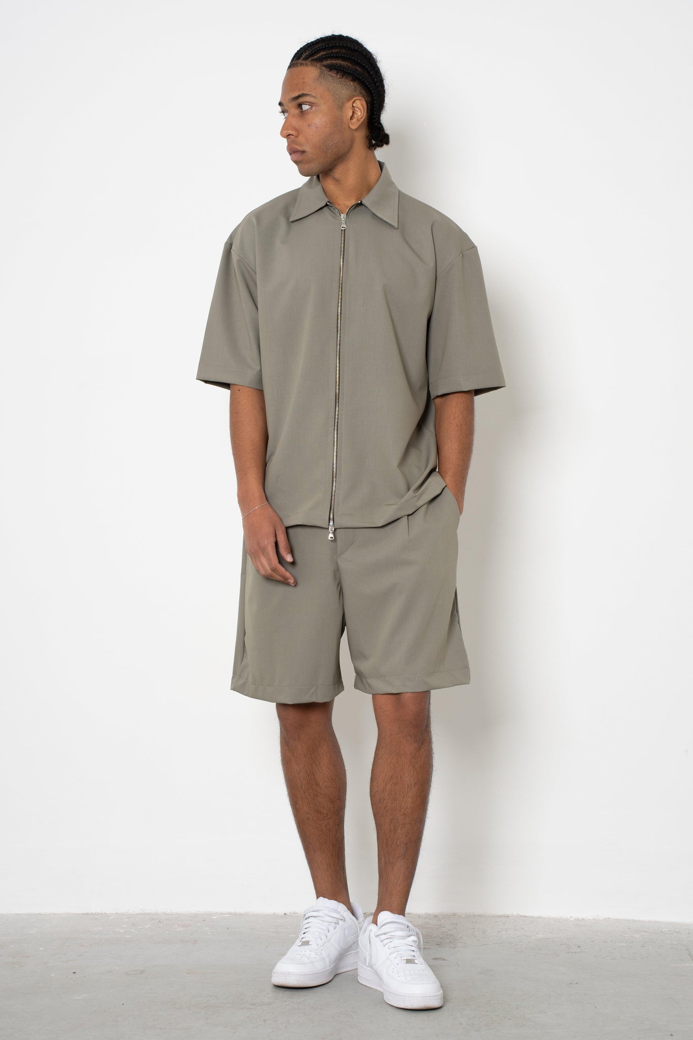 Camicia mezza manica con zip