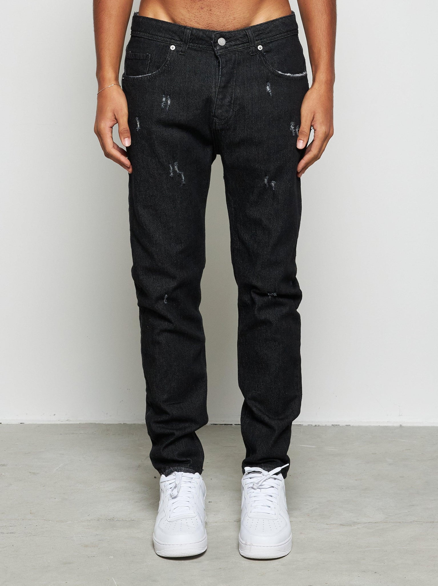 Jeans regular black distressed