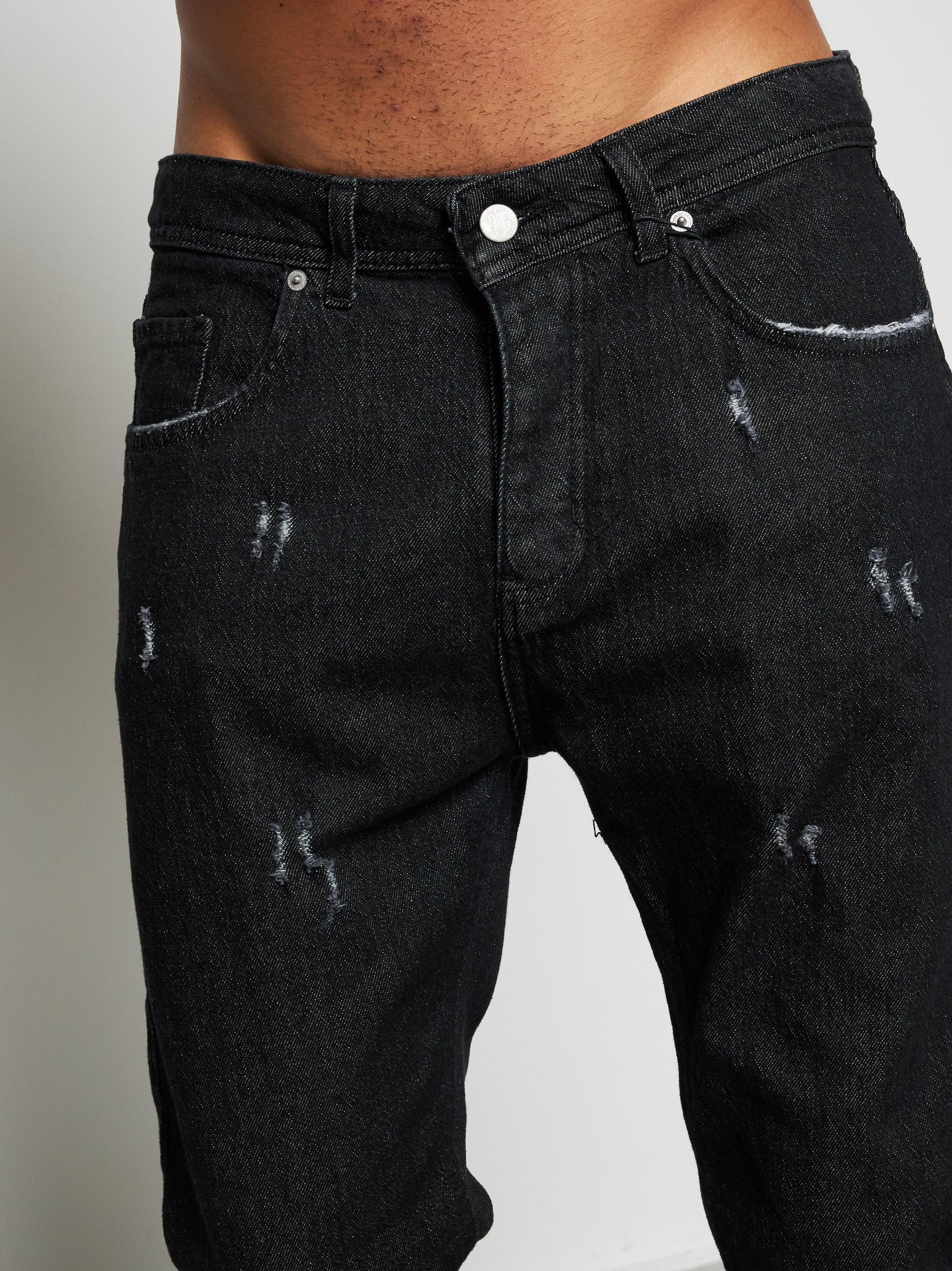 Jeans regular black distressed