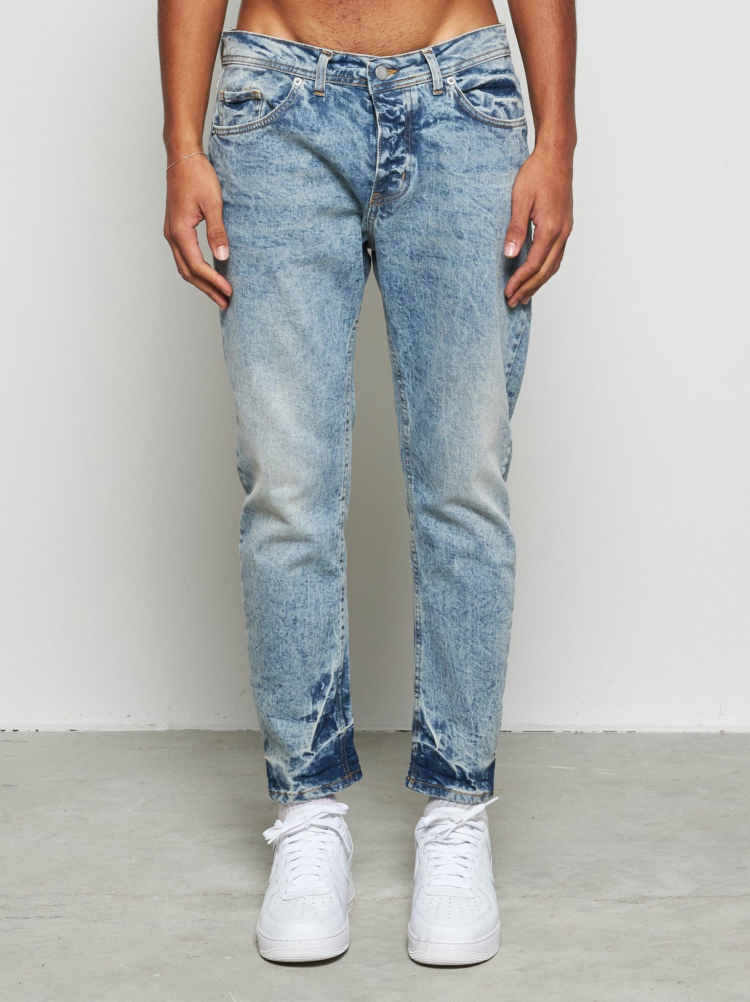 Jeans regular indigo marmorizzato