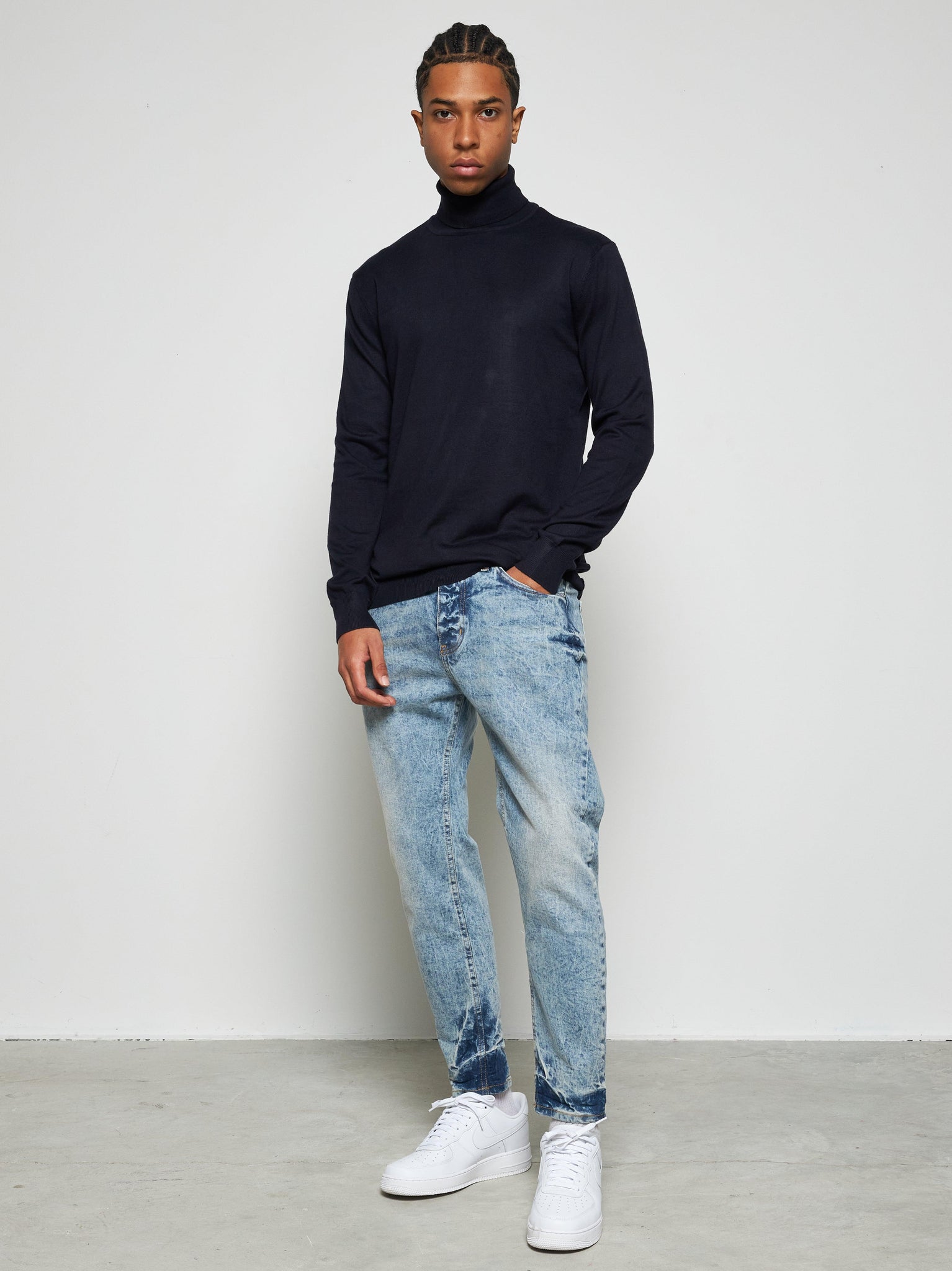 Jeans regular indigo marmorizzato