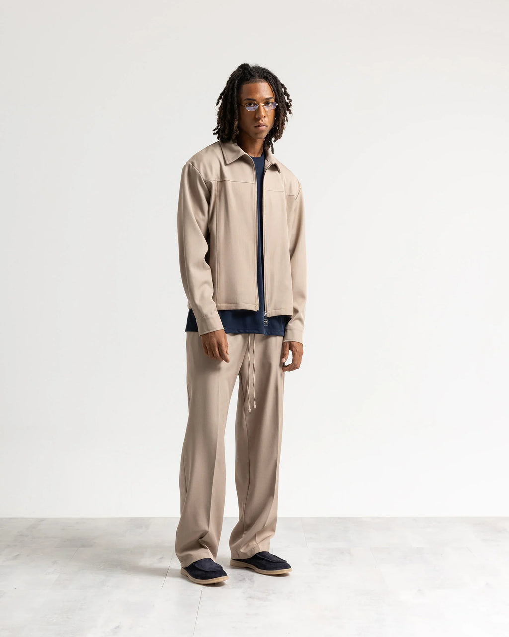 Giacca con zip collo camicia tessuto classico Eternal Atelier