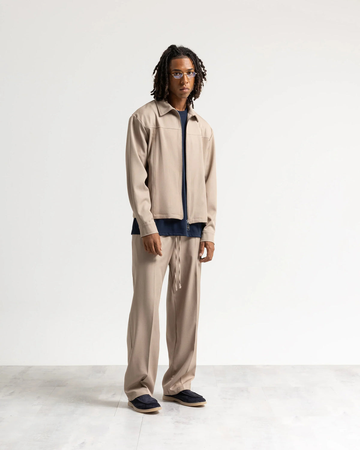Giacca con zip collo camicia tessuto classico Eternal Atelier