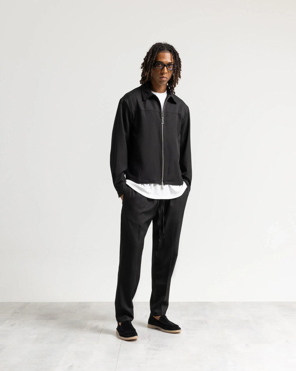 Giacca con zip collo camicia tessuto classico Eternal Atelier