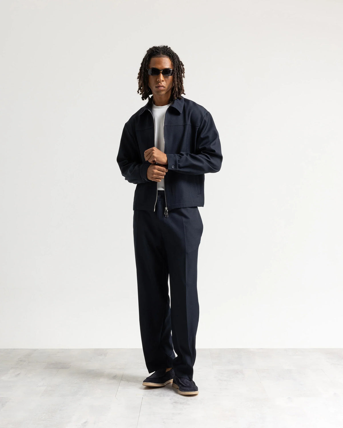 Giacca con zip collo camicia tessuto classico Eternal Atelier