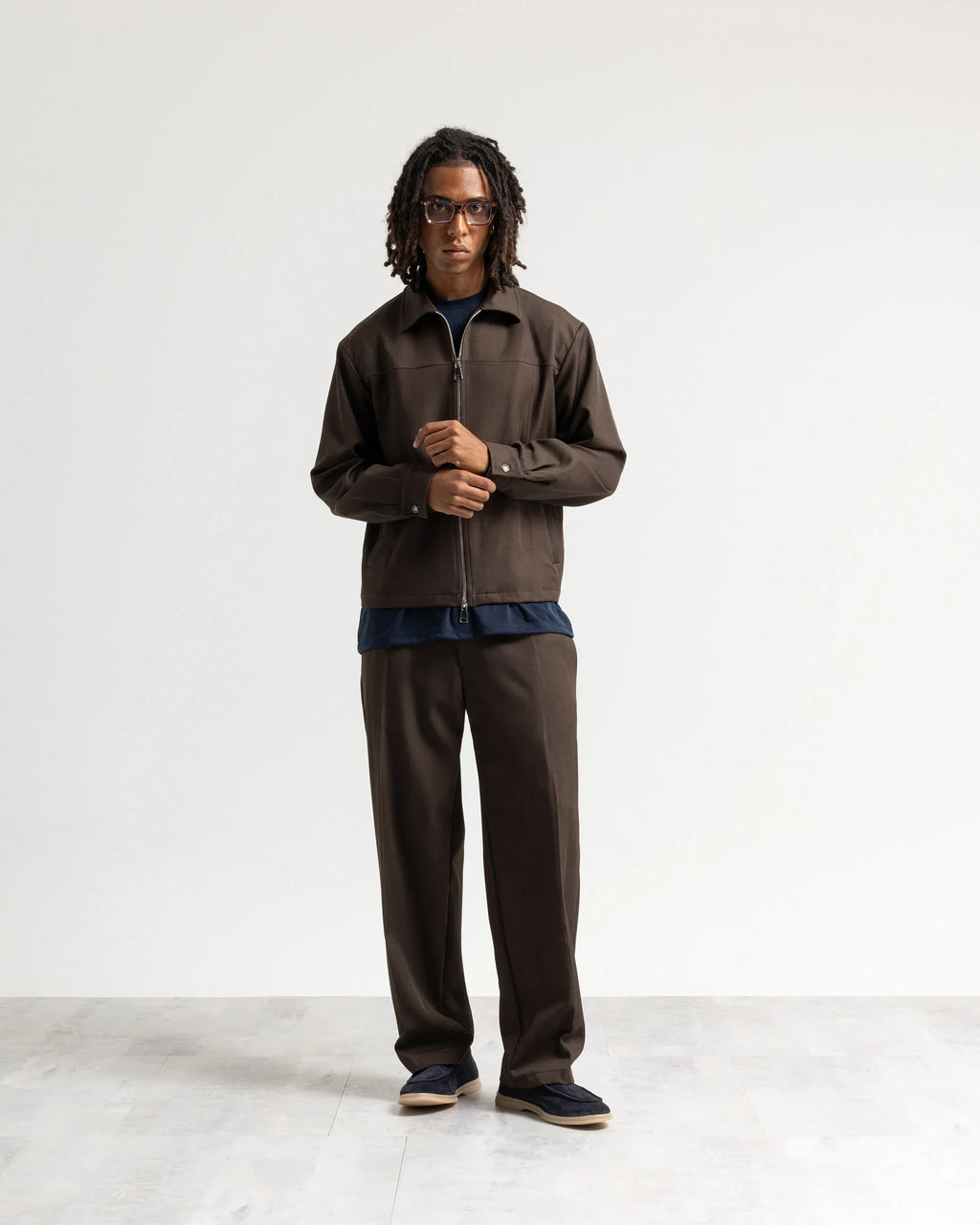 Giacca con zip collo camicia tessuto classico Eternal Atelier
