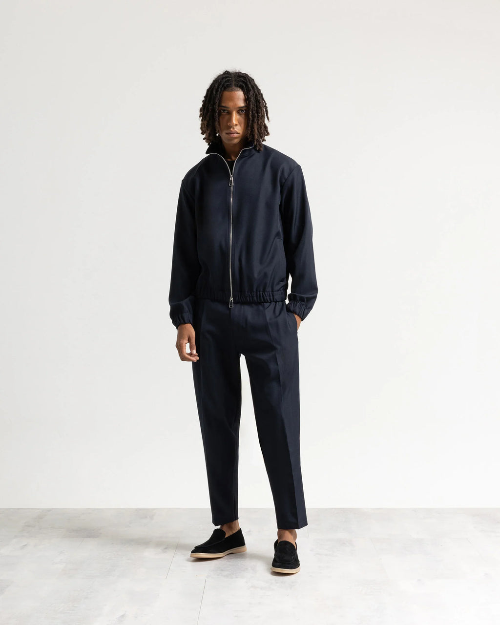 Giacca con zip mezzo collo tessuto classico Eternal Atelier